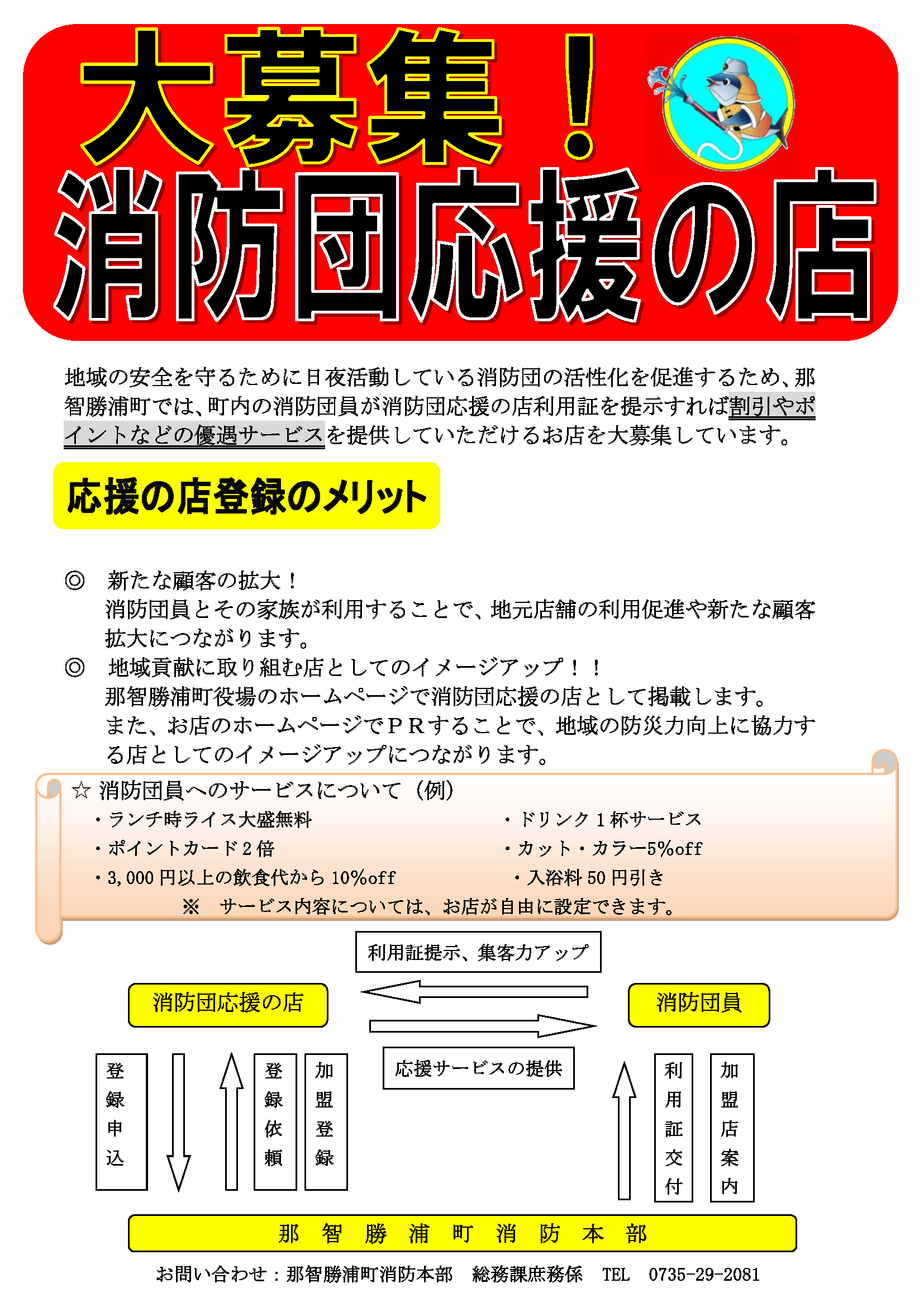 消防団応援の店のチラシ